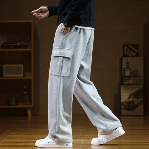Caleb | Men's Wide Leg Cargo Sweatpants Soft Touch Cotton Pants