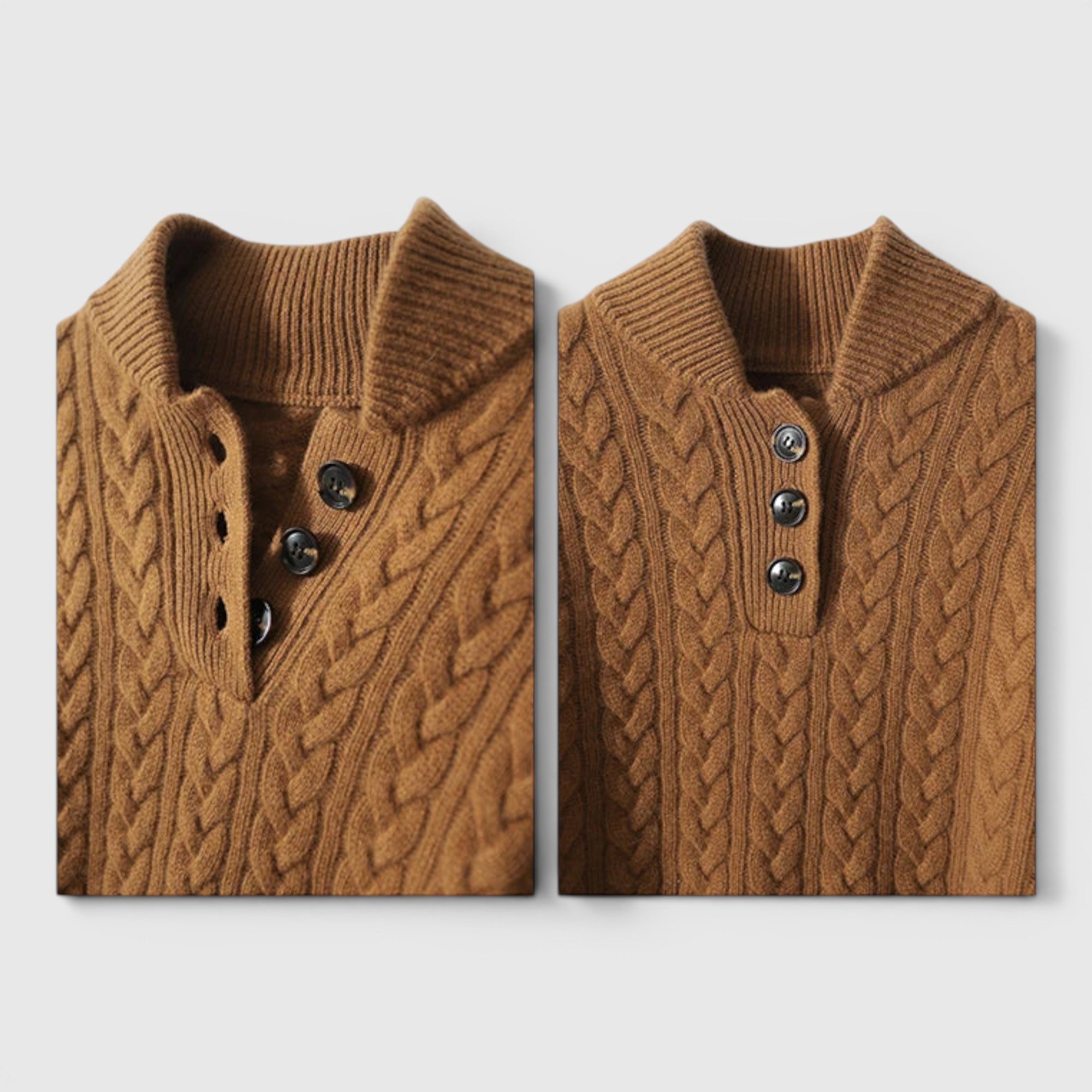 Ellmont London | Women's Soft Wool Cashmere Blend Pullover Button-Up Sweater