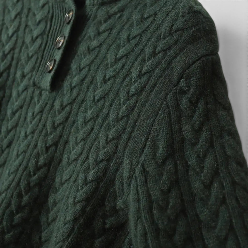 Ellmont London | Women's Soft Wool Cashmere Blend Pullover Button-Up Sweater