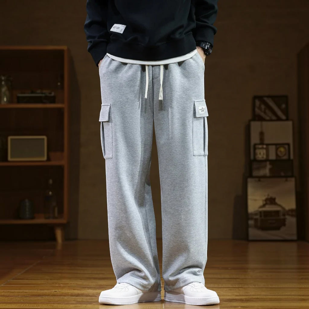 Caleb | Men's Wide Leg Cargo Sweatpants Soft Touch Cotton Pants