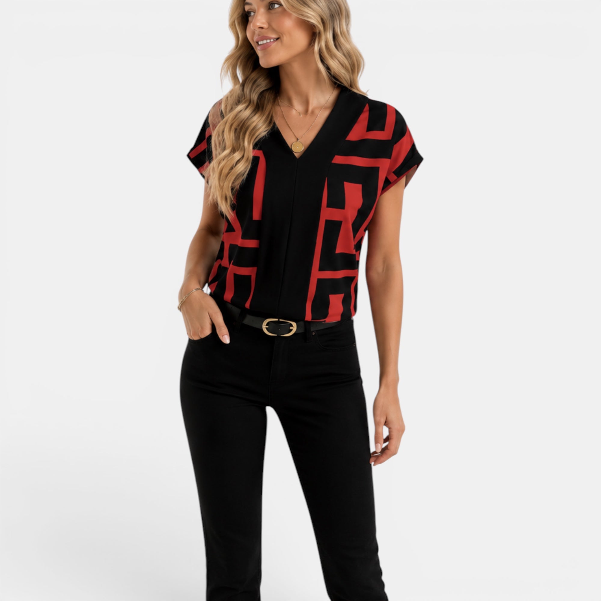 Ellmont London | Women's Breathable V-Neck Work Summer Blouse