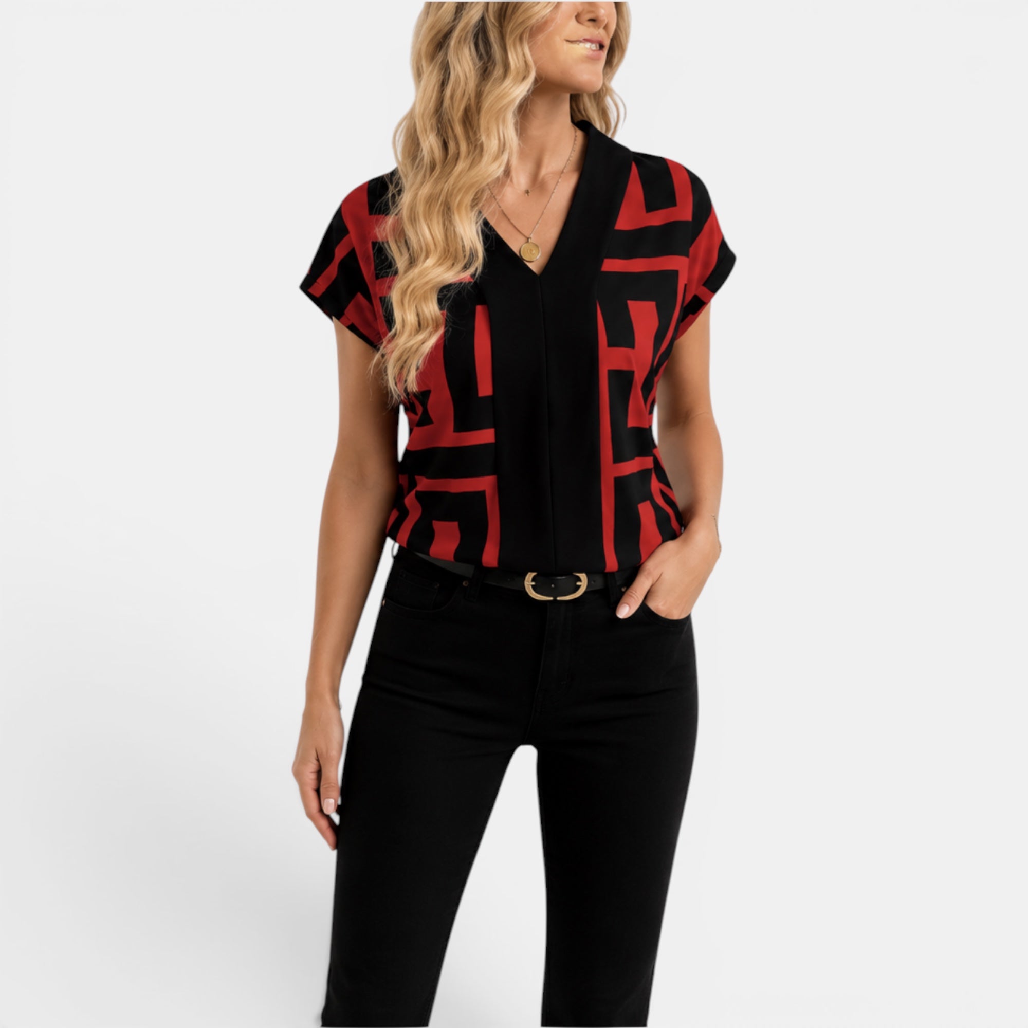 Ellmont London | Women's Breathable V-Neck Work Summer Blouse