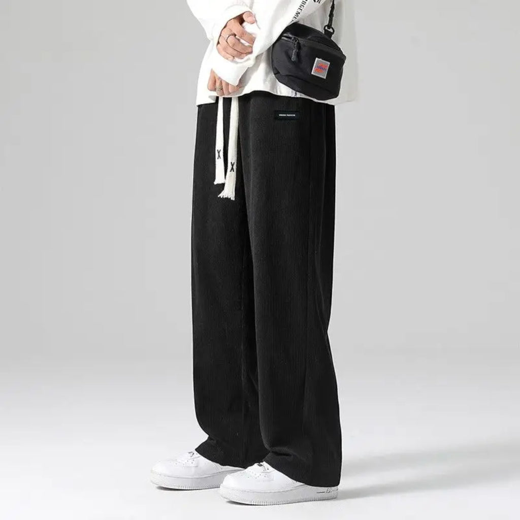 Adrian | Men's Soft Corduroy Wide Leg Sweatpants with Drawstring