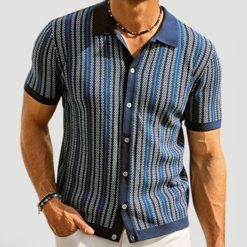 Adrian | Men's Vintage Style Button Front Polo Shirt