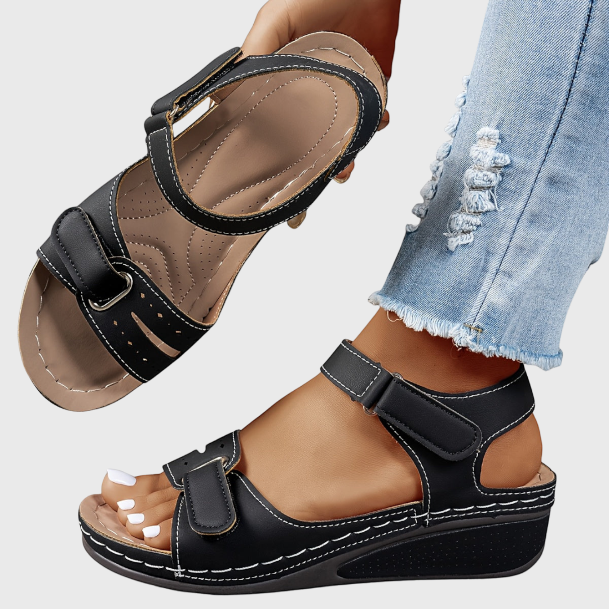 Ellmont London | Women's Comfortable Wedge Sandals – Adjustable Straps