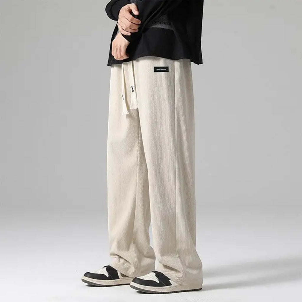 Adrian | Men's Soft Corduroy Wide Leg Sweatpants with Drawstring