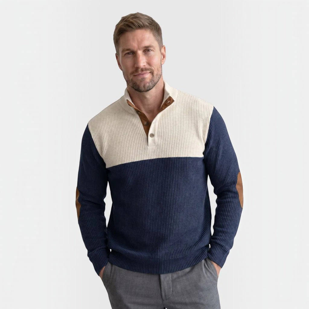 Ellmont London | Men's Corduroy Knit Sweater Cardigan Long Sleeve Pullover