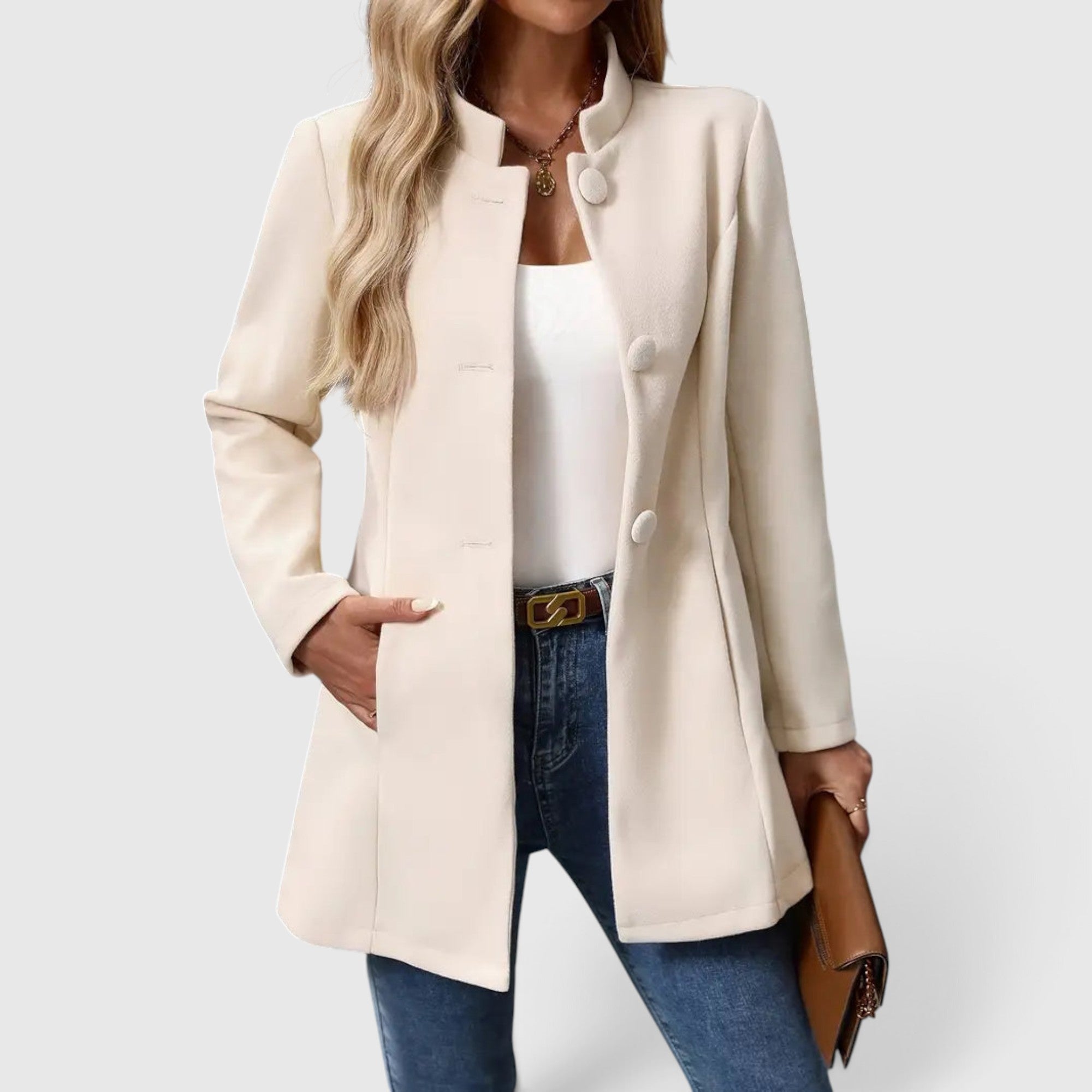 Imogen | Wool Coat Women's Elegant Button Front Tailored Outerwear
