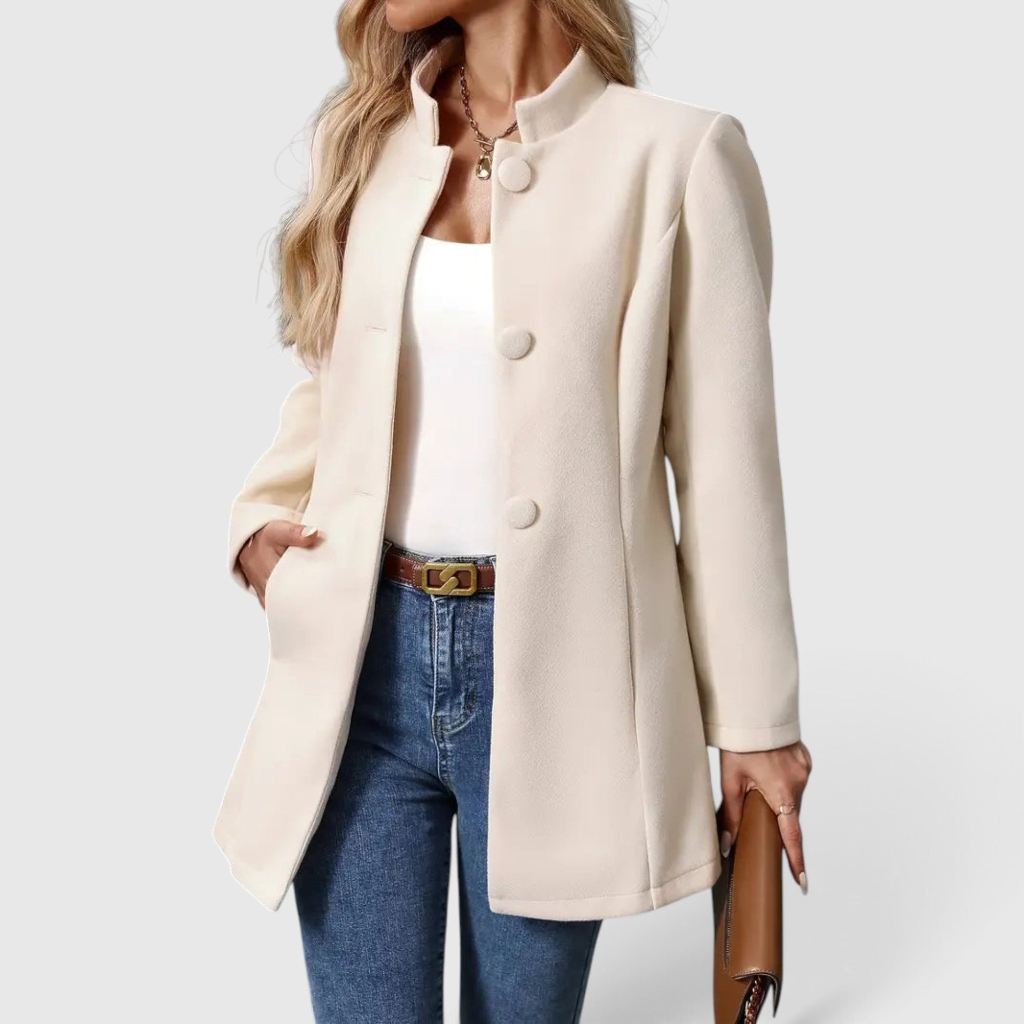 Imogen | Wool Coat Women's Elegant Button Front Tailored Outerwear