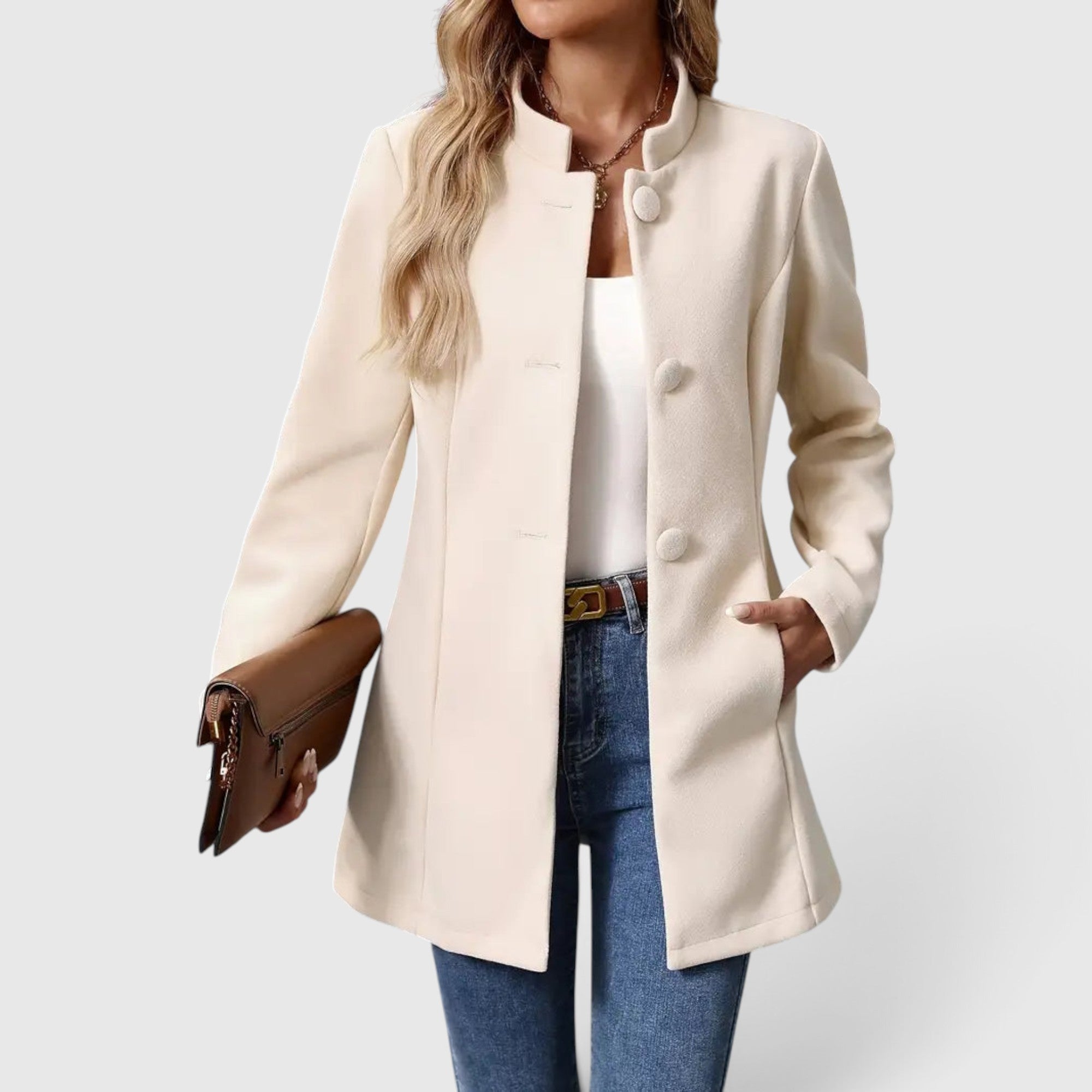Imogen | Wool Coat Women's Elegant Button Front Tailored Outerwear