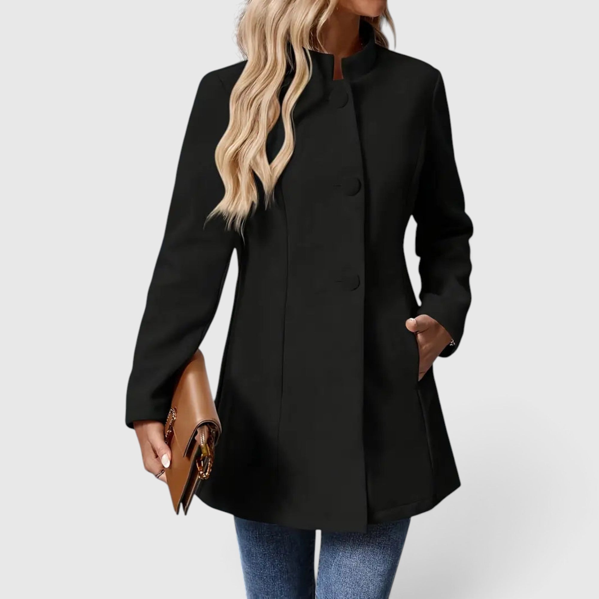 Imogen | Wool Coat Women's Elegant Button Front Tailored Outerwear