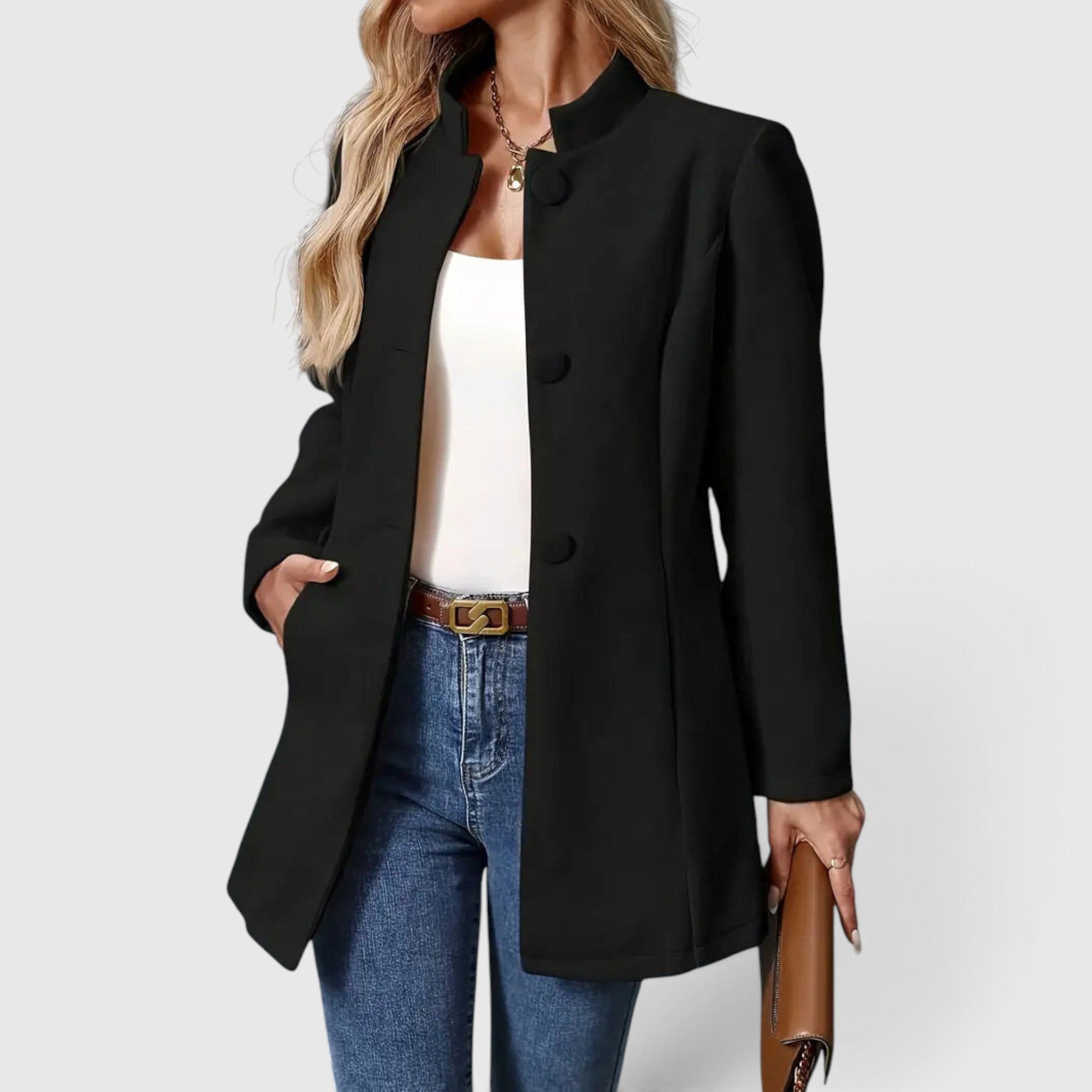Imogen | Wool Coat Women's Elegant Button Front Tailored Outerwear