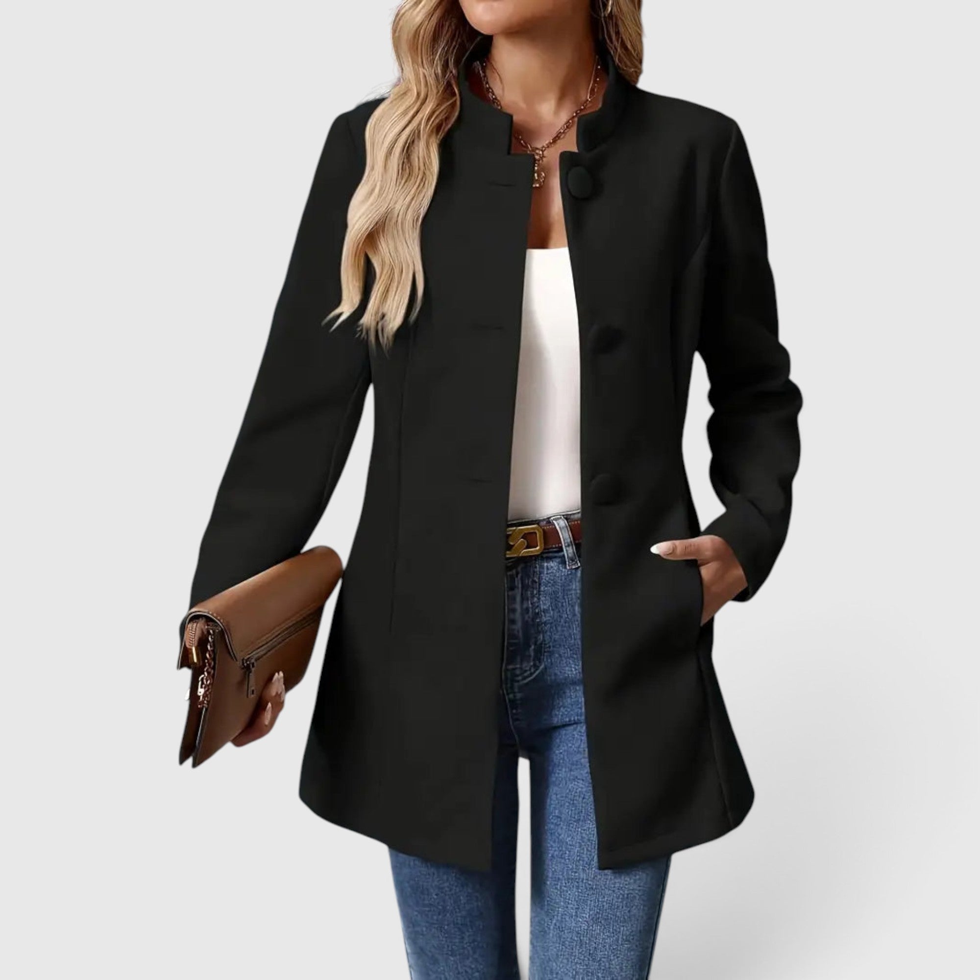 Imogen | Wool Coat Women's Elegant Button Front Tailored Outerwear