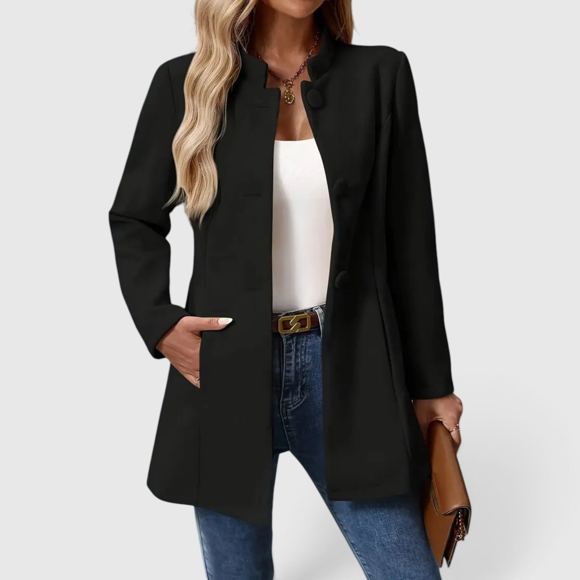 Imogen | Wool Coat Women's Elegant Button Front Tailored Outerwear