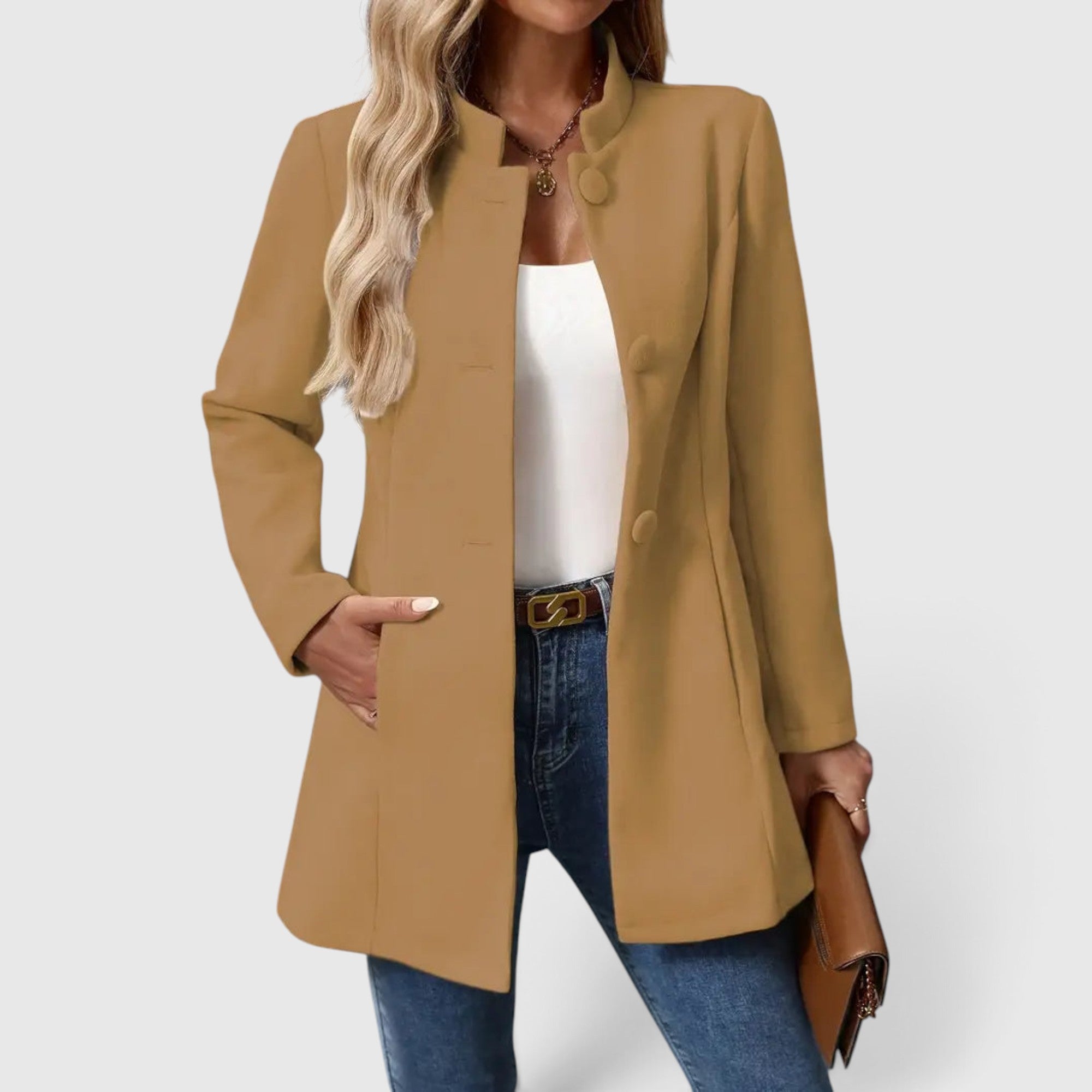 Imogen | Wool Coat Women's Elegant Button Front Tailored Outerwear