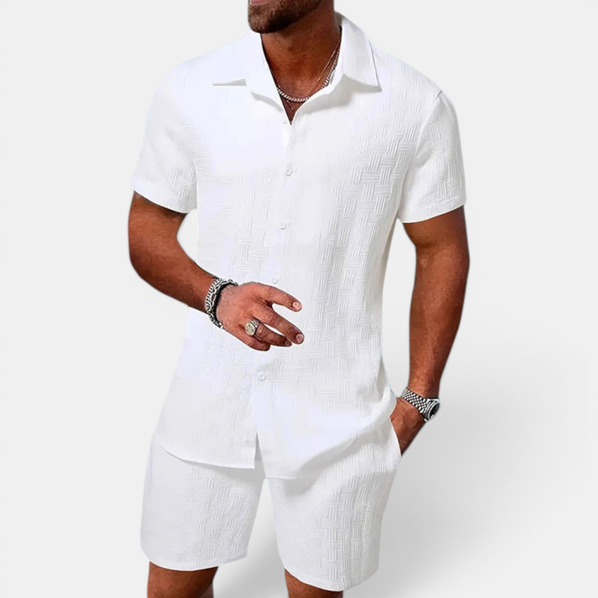 Ellmont London | Men's Casual Two-Piece Jacquard Outfit for Vacation