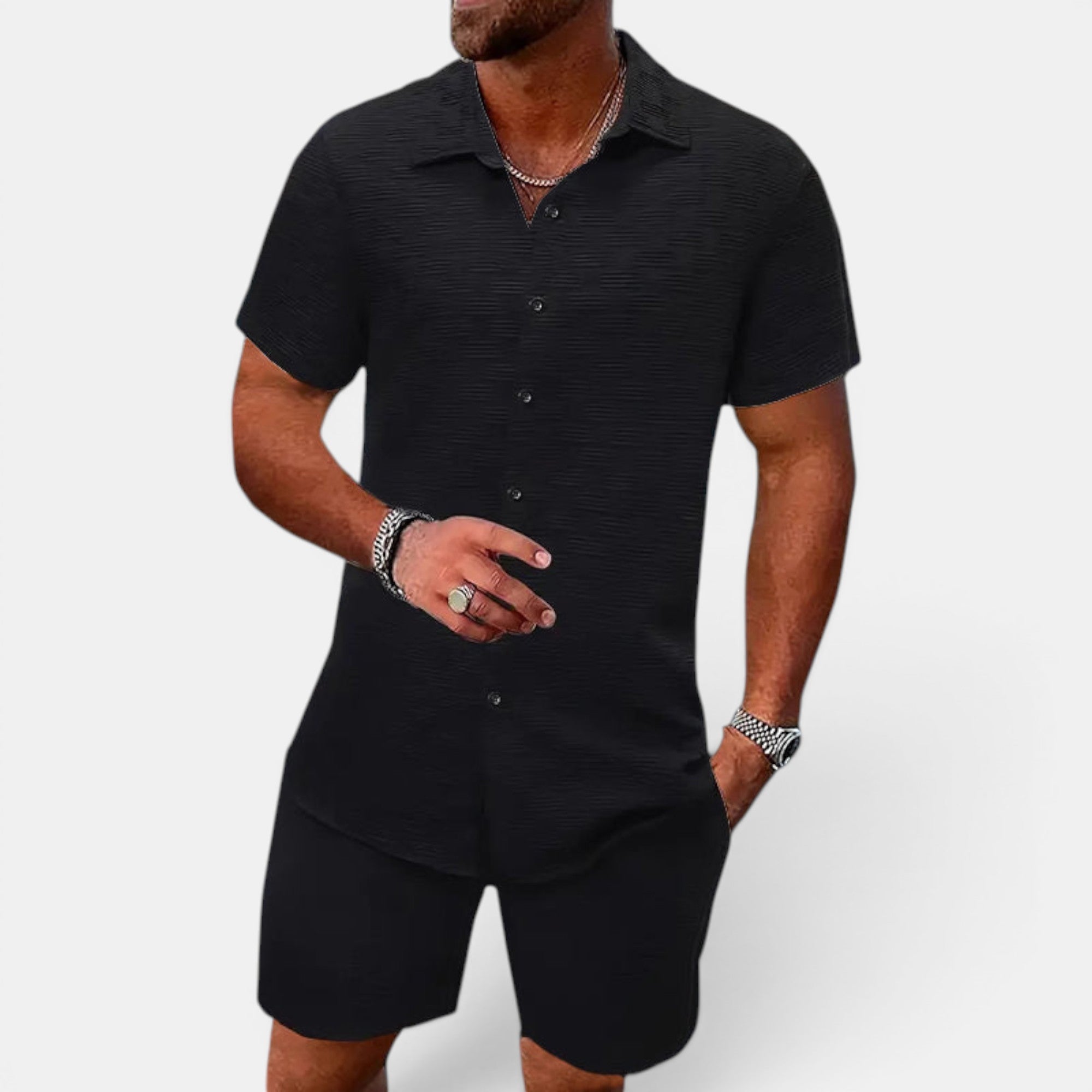 Ellmont London | Men's Casual Two-Piece Jacquard Outfit for Vacation