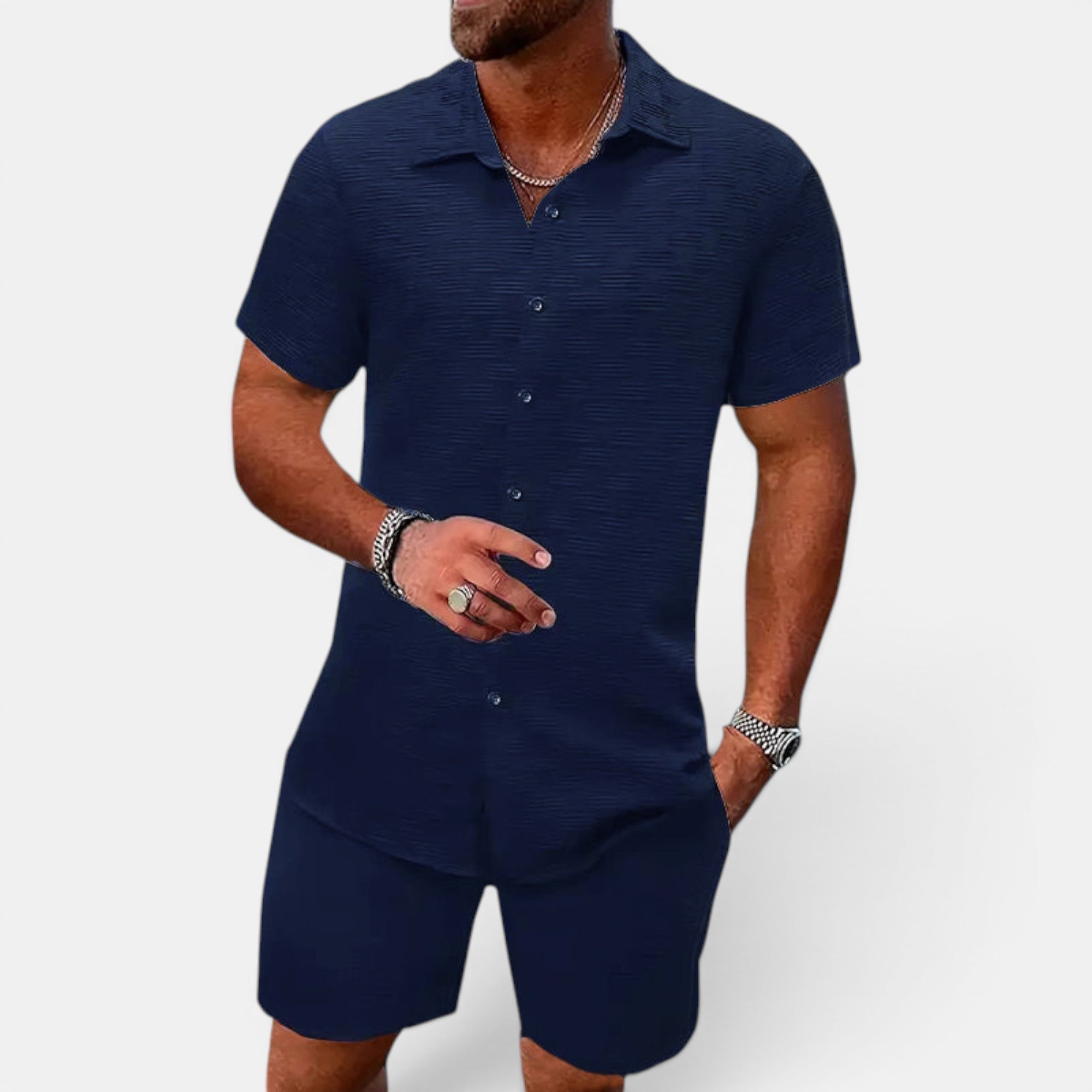 Ellmont London | Men's Casual Two-Piece Jacquard Outfit for Vacation