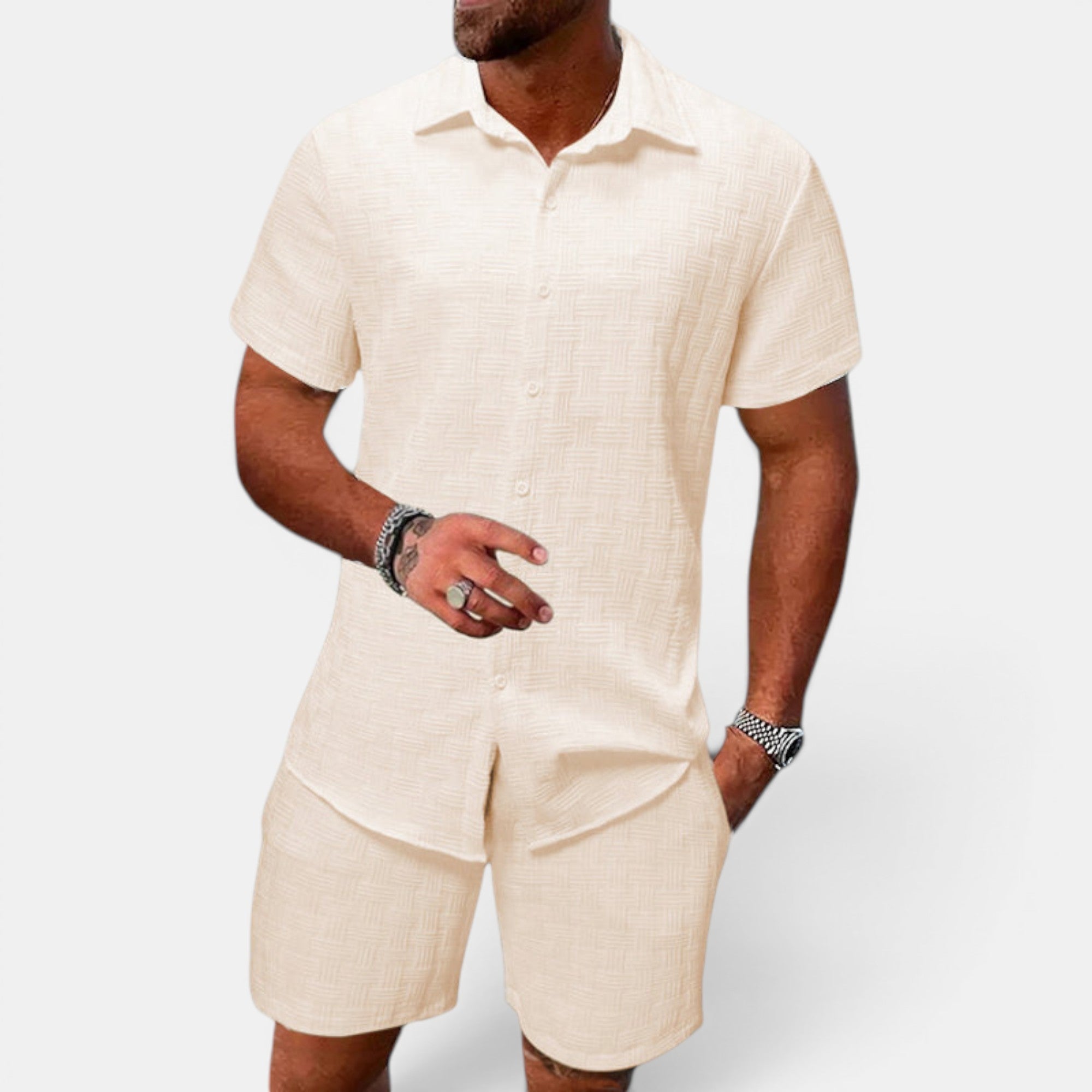 Ellmont London | Men's Casual Two-Piece Jacquard Outfit for Vacation