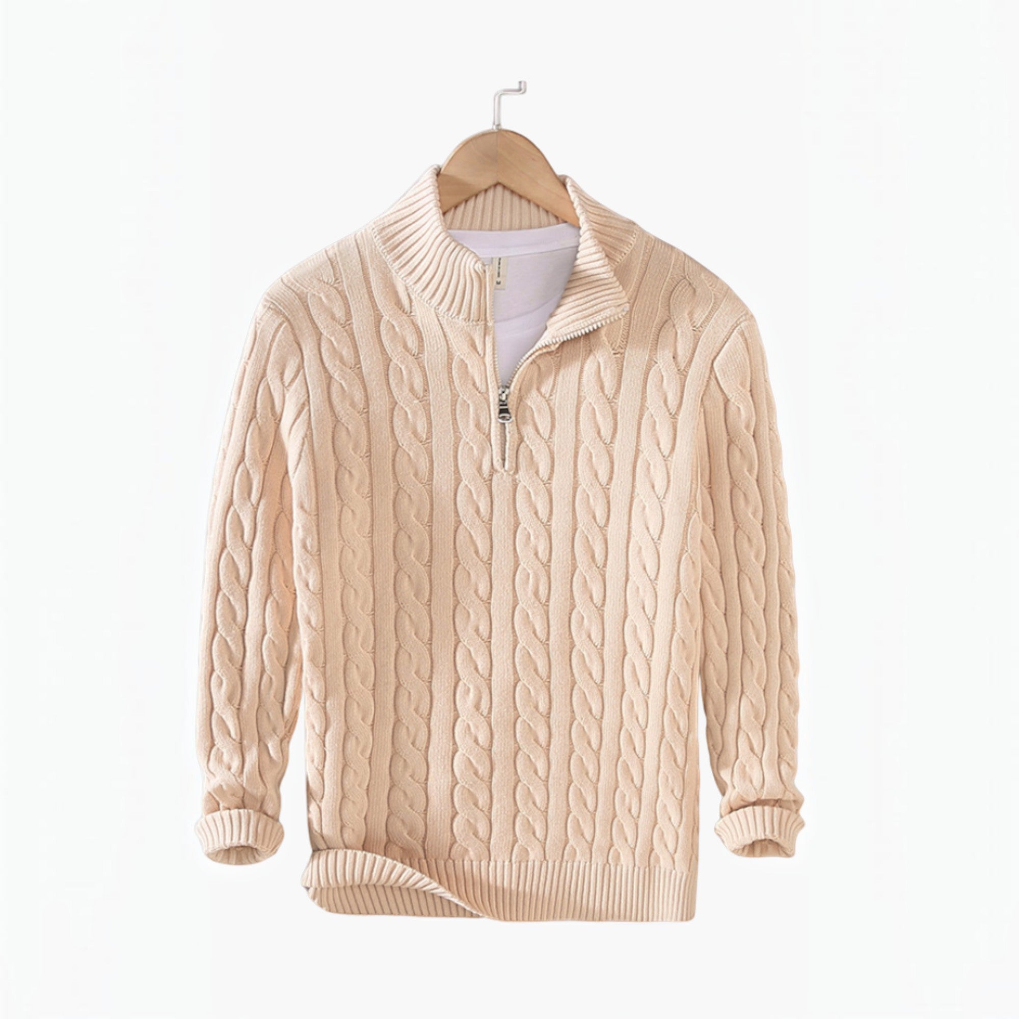 Tristan | Men's Cotton Cable Knit Sweater Half Zip Classic Fit
