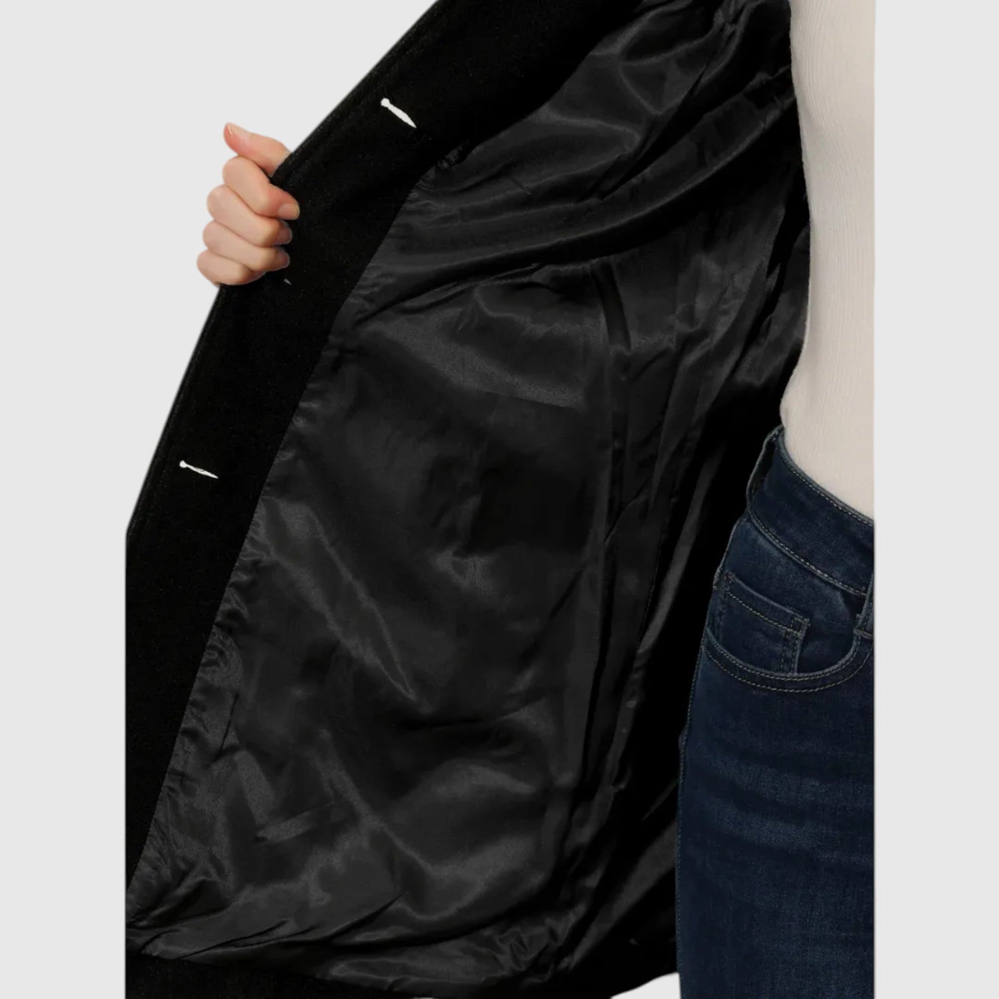 Mia | Women's Long Winter Coat – Classic Tailored Trench Jacket