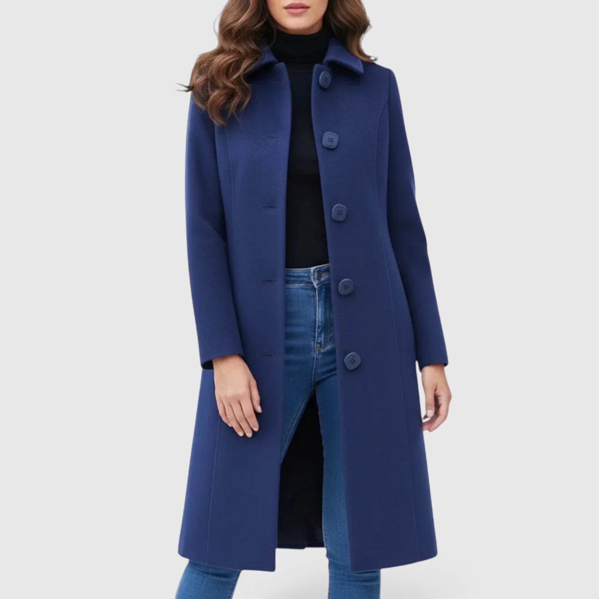 Mia | Women's Long Winter Coat – Classic Tailored Trench Jacket
