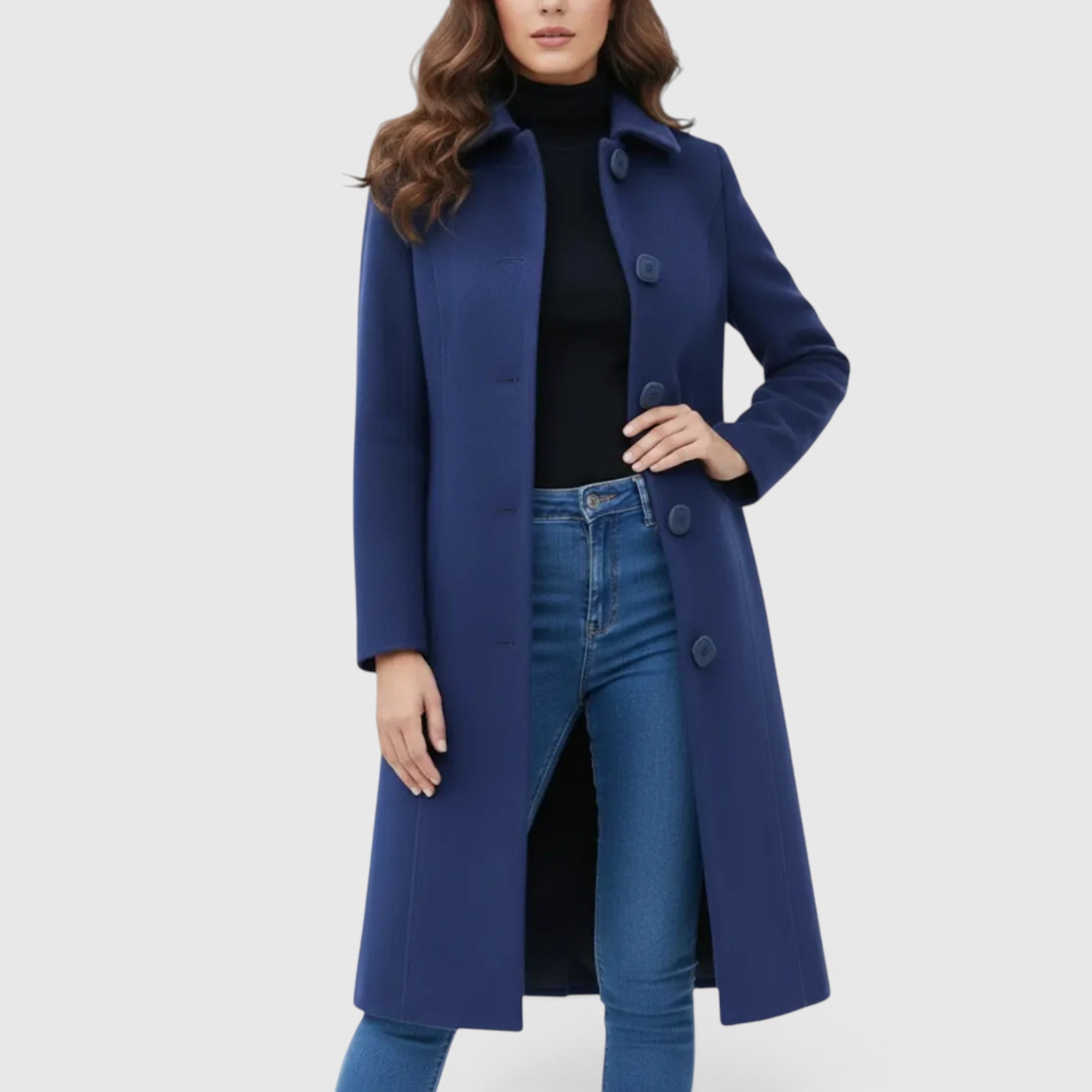 Mia | Women's Long Winter Coat – Classic Tailored Trench Jacket