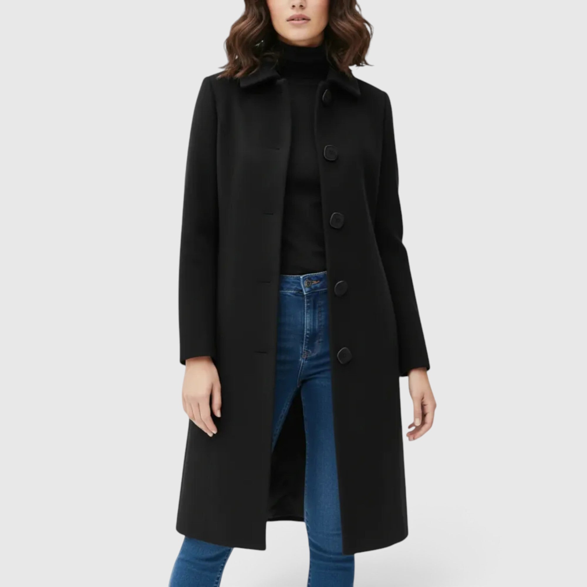 Mia | Women's Long Winter Coat – Classic Tailored Trench Jacket