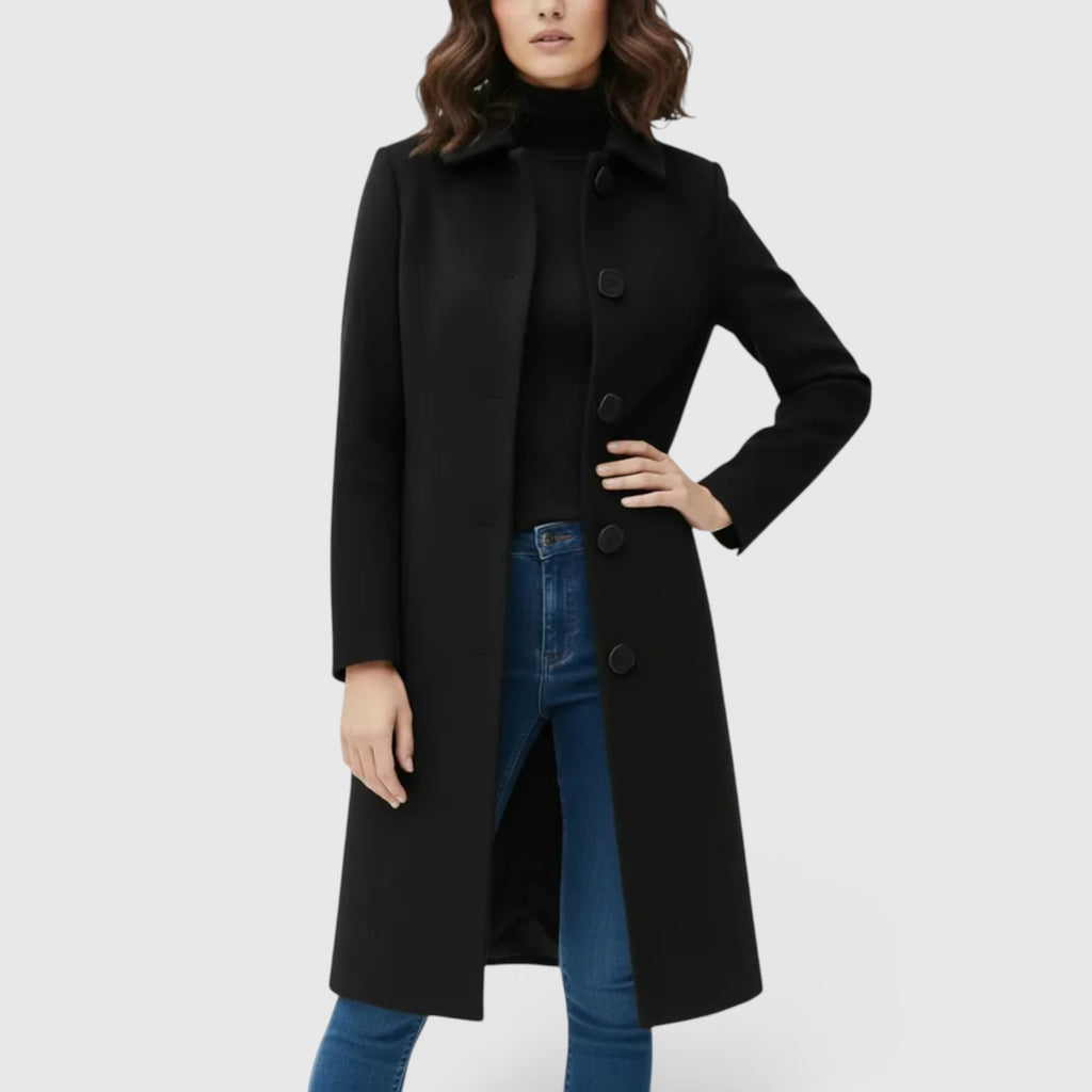 Mia | Women's Long Winter Coat – Classic Tailored Trench Jacket