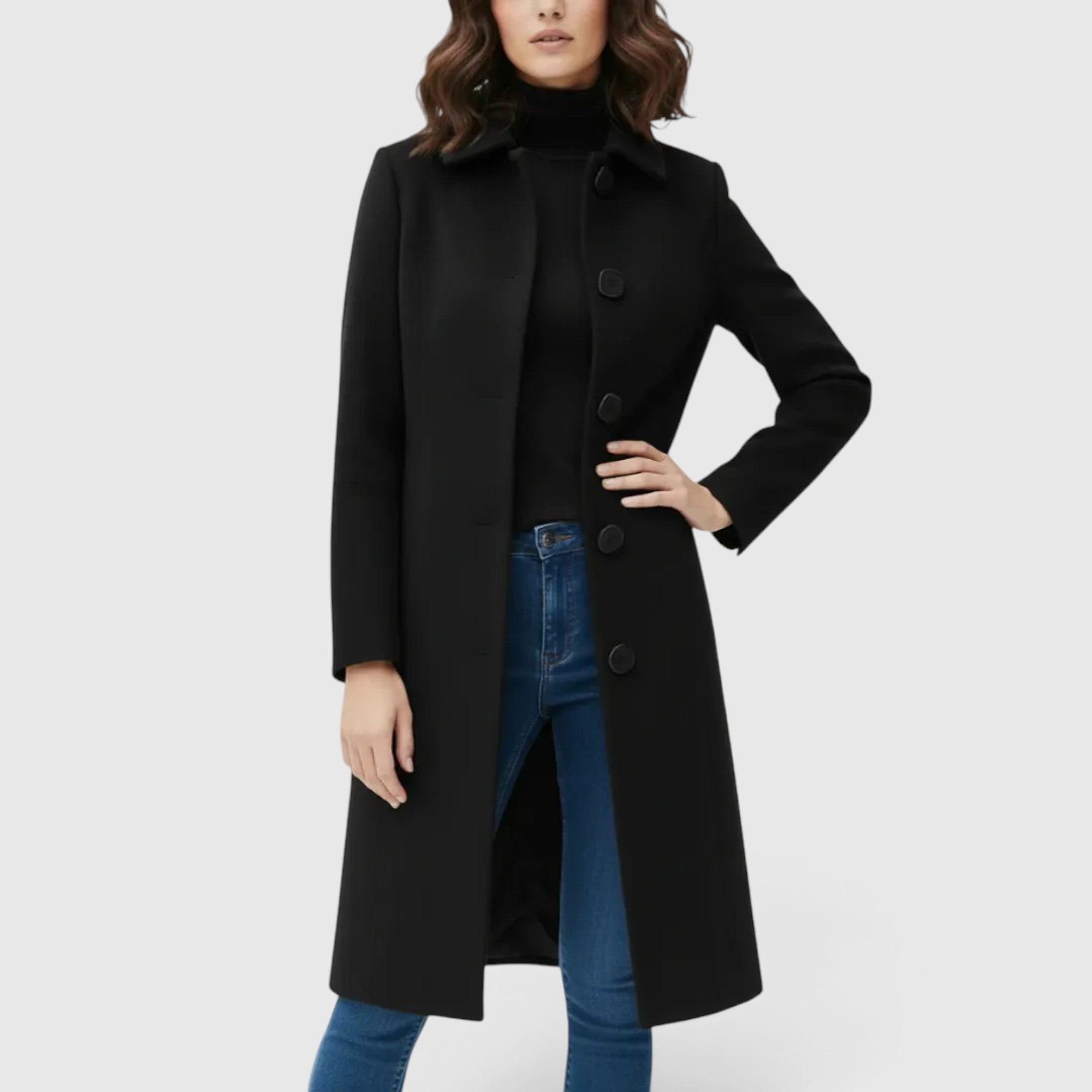 Mia | Women's Long Winter Coat – Classic Tailored Trench Jacket