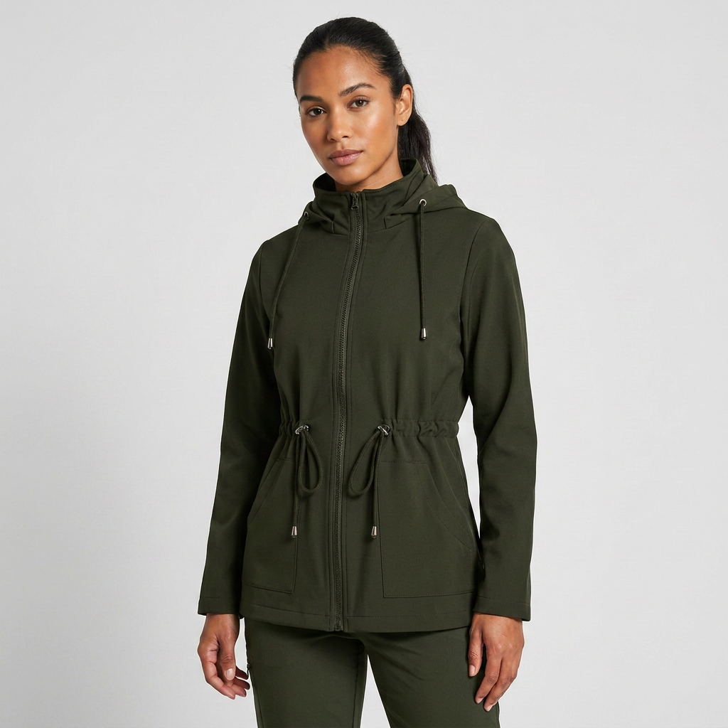 Valentina | Casual Drawstring Waist Zip-Up Hooded Jacket