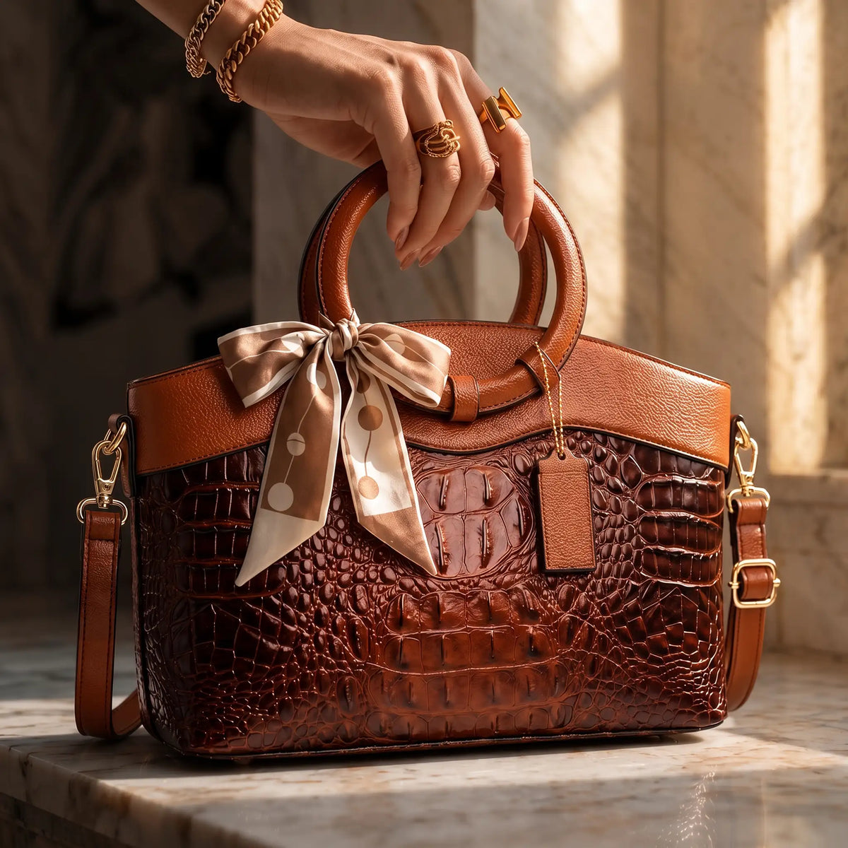Sam | L'Adrienne Embossed Vintage Leather Bag
