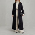 Wendy | Women's Wool Trench Coat – Navy Maxi Double-Breasted Winter Coat
