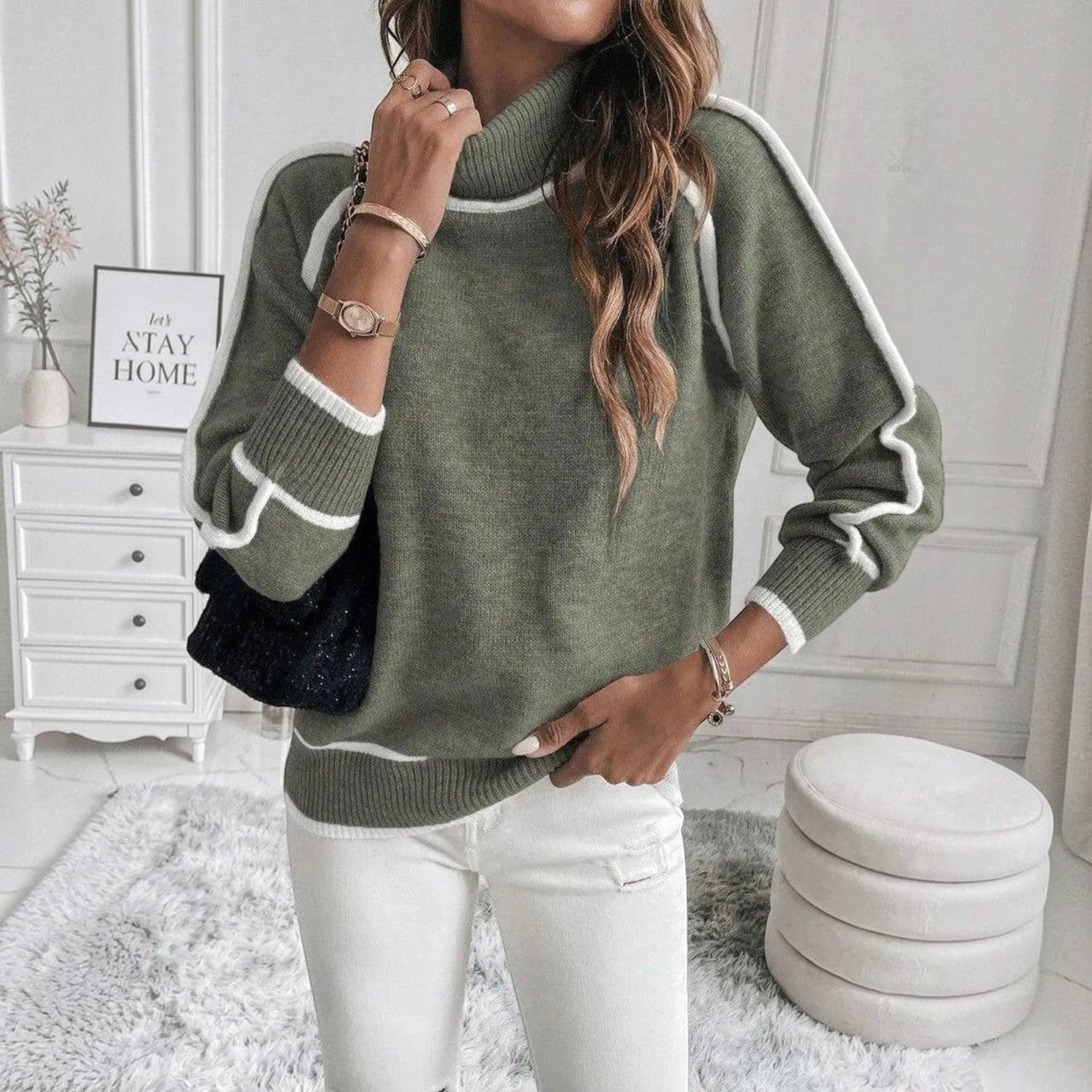 Ellmont London | Women's Soft Knit Turtleneck Pullover Sweater Everyday Wear