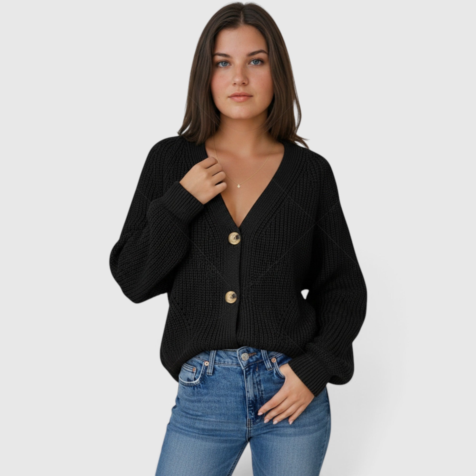 Cora | Women's Long Sleeve V Neck Cardigan – Relaxed Knit Layer