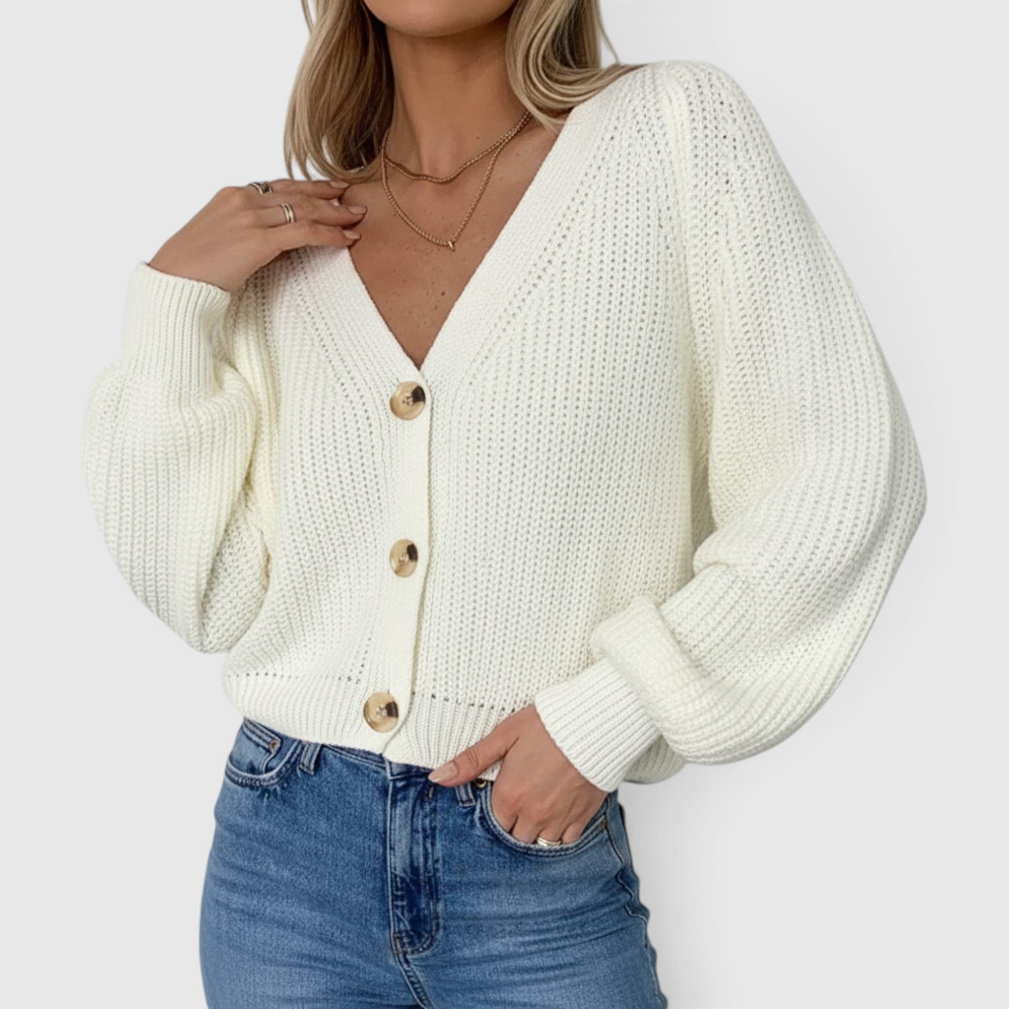 Cora | Women's Long Sleeve V Neck Cardigan – Relaxed Knit Layer