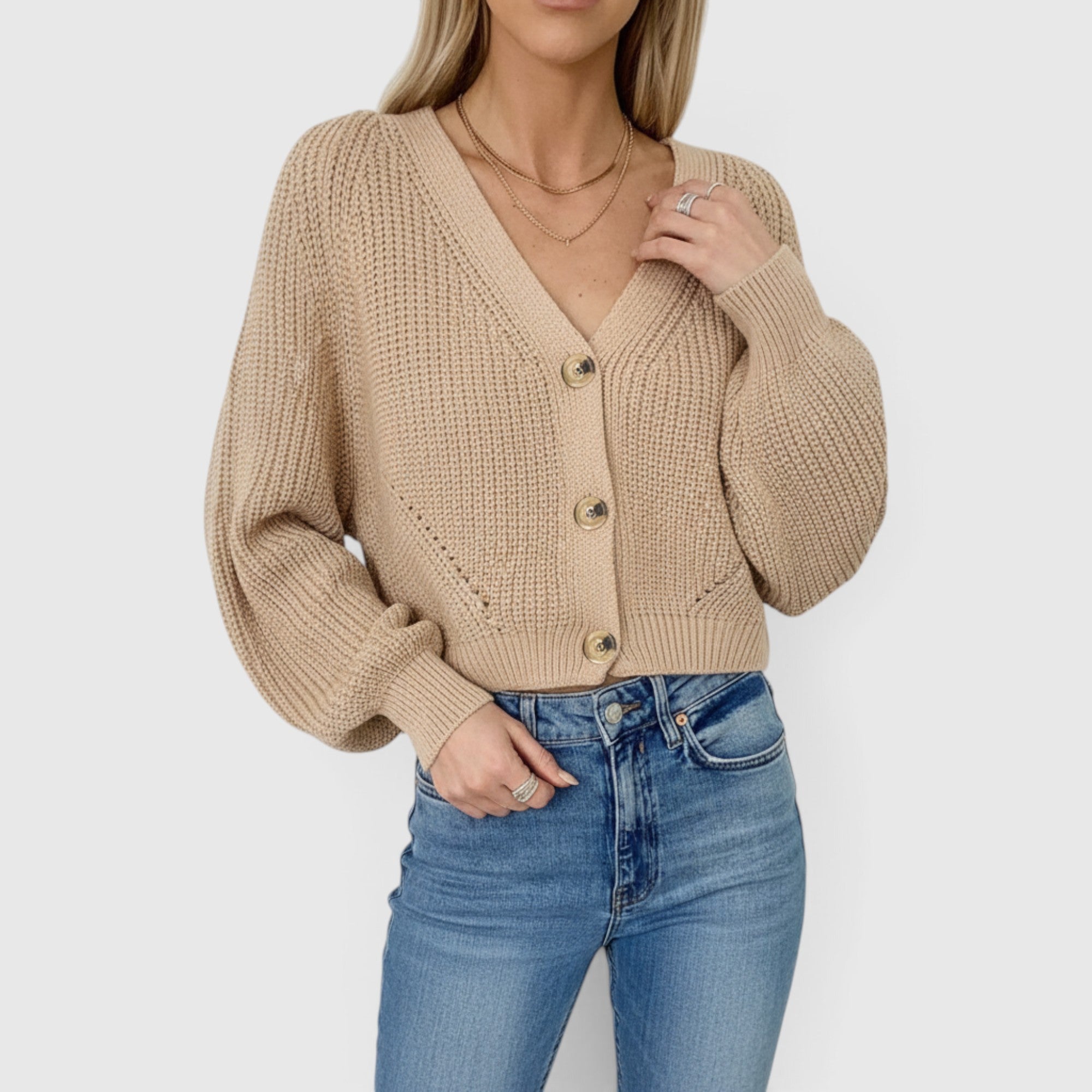 Cora | Women's Long Sleeve V Neck Cardigan – Relaxed Knit Layer