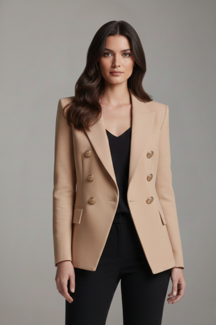 Deborah | Women’s Double-Breasted Blazer with Gold-Tone Button Details
