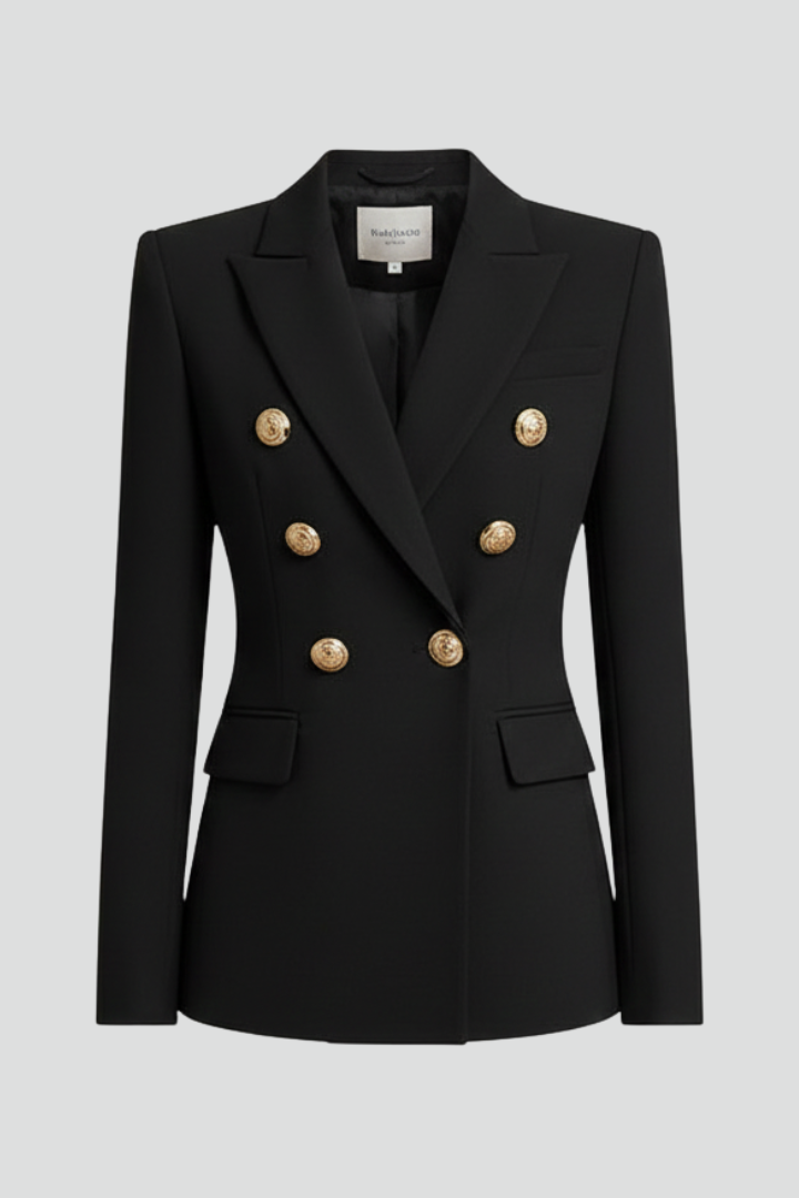 Deborah | Women’s Double-Breasted Blazer with Gold-Tone Button Details
