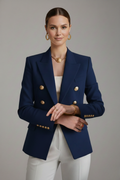 Deborah | Women’s Double-Breasted Blazer with Gold-Tone Button Details