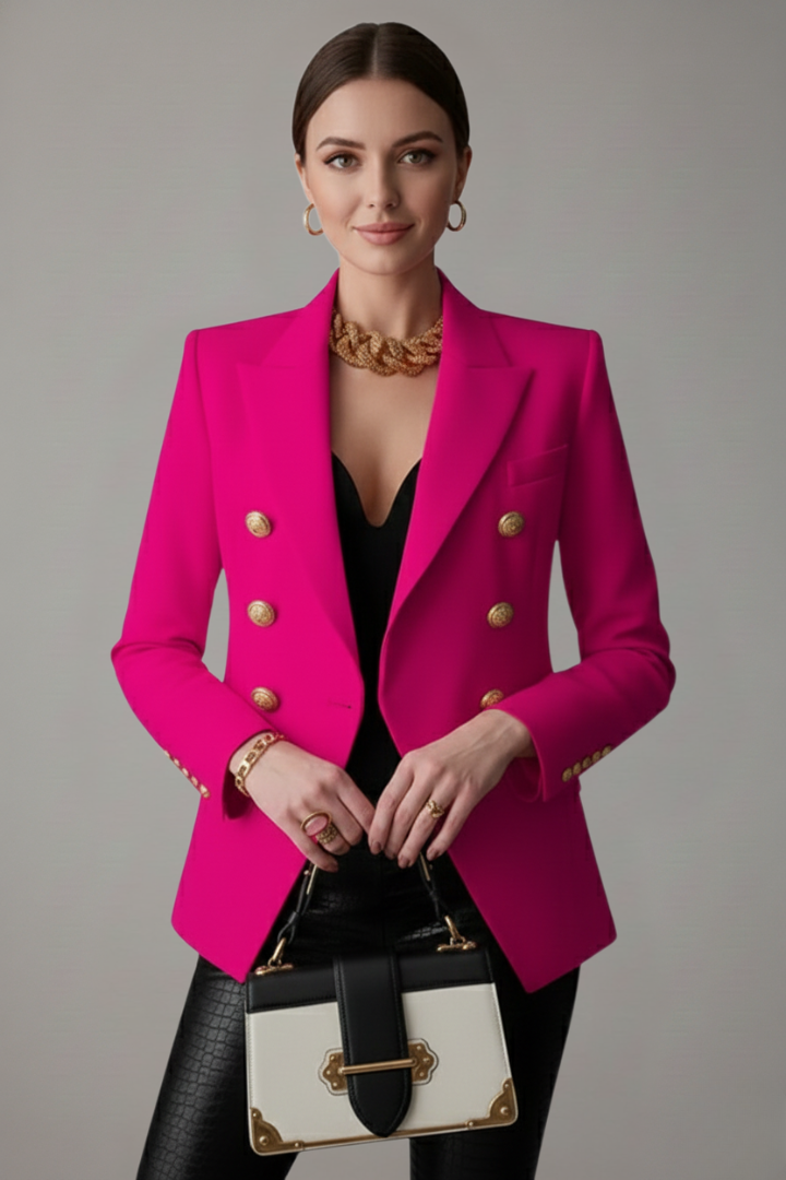 Deborah | Women’s Double-Breasted Blazer with Gold-Tone Button Details