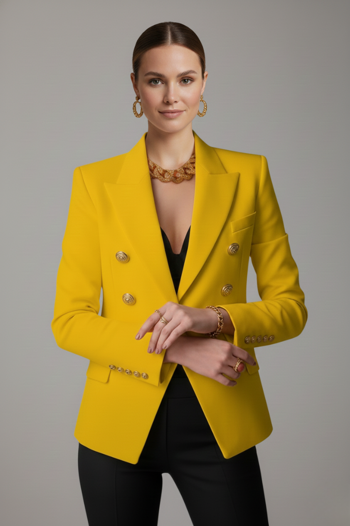 Deborah | Women’s Double-Breasted Blazer with Gold-Tone Button Details
