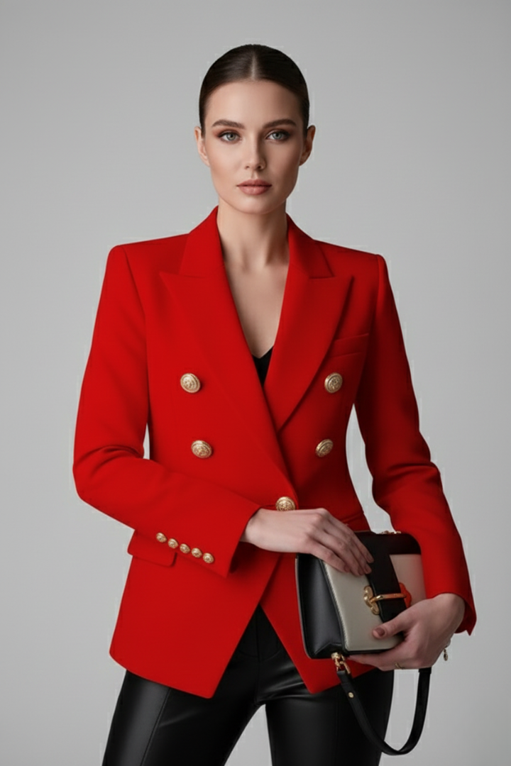Deborah | Women’s Double-Breasted Blazer with Gold-Tone Button Details