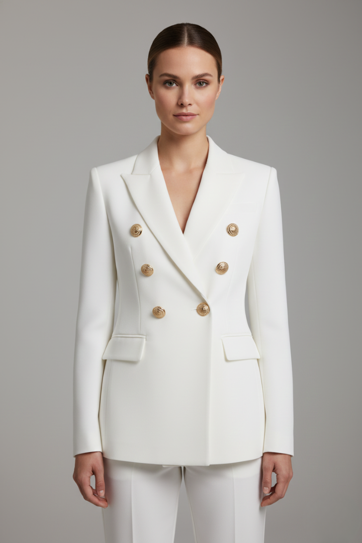 Deborah | Women’s Double-Breasted Blazer with Gold-Tone Button Details
