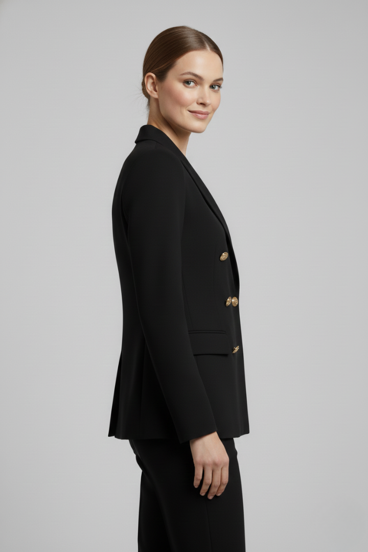Deborah | Women’s Double-Breasted Blazer with Gold-Tone Button Details