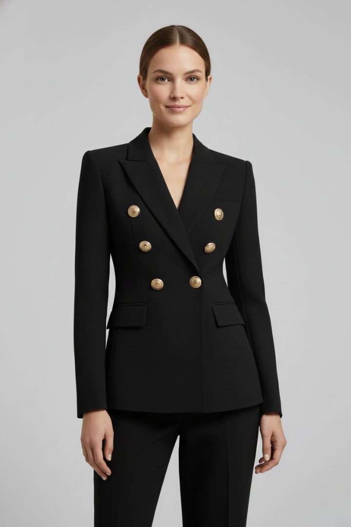 Deborah | Women’s Double-Breasted Blazer with Gold-Tone Button Details