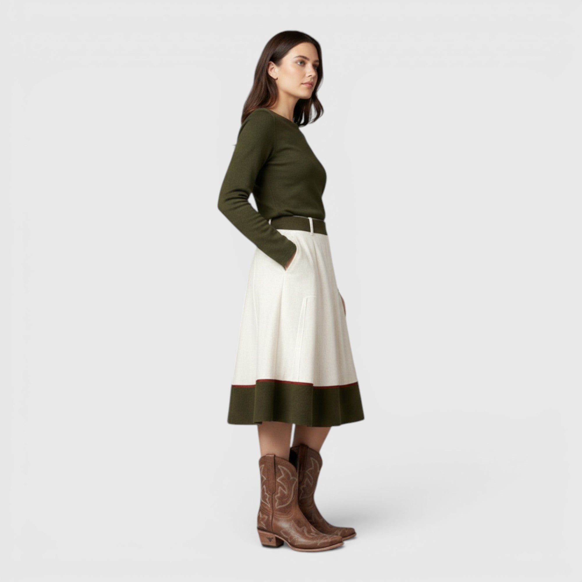 Ellmont London | Women's Embroidered Western Boots Pointed Toe Leather Boots