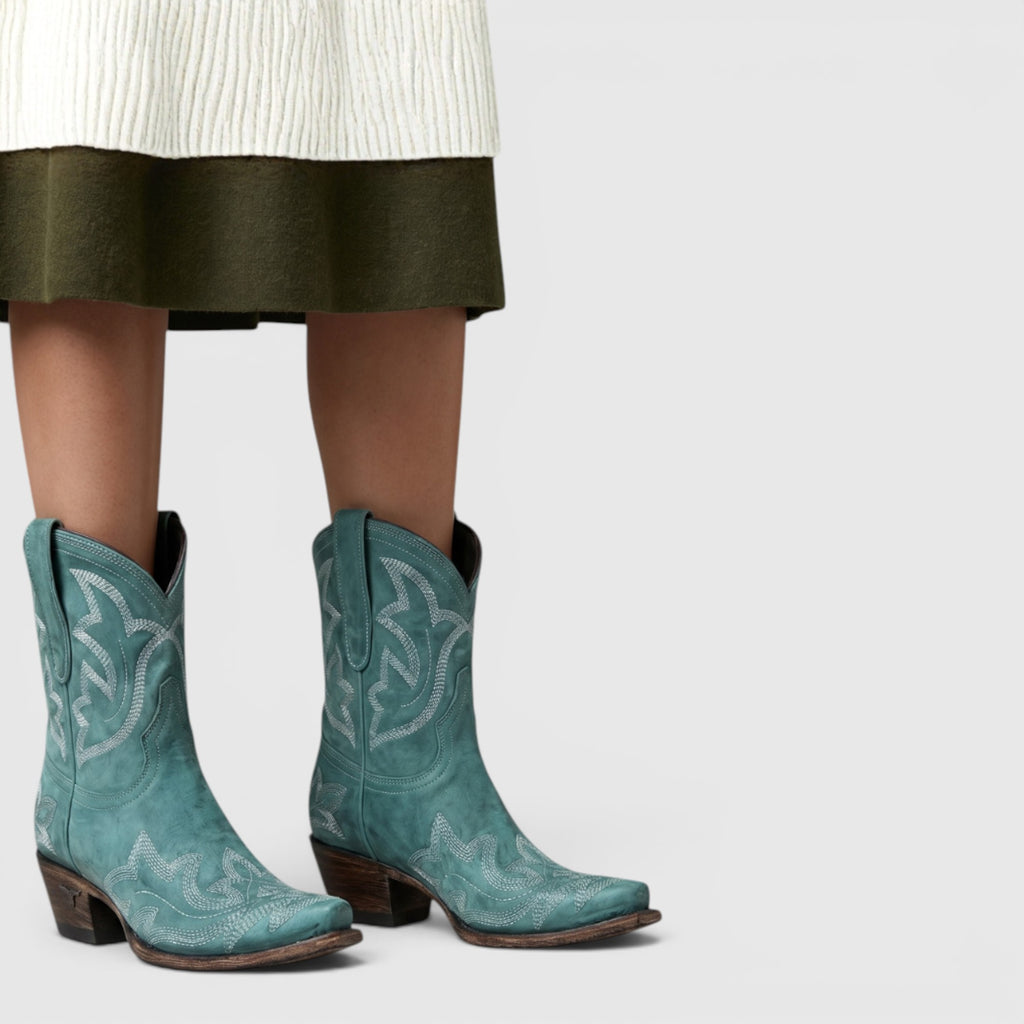 Ellmont London | Women's Embroidered Western Boots Pointed Toe Leather Boots