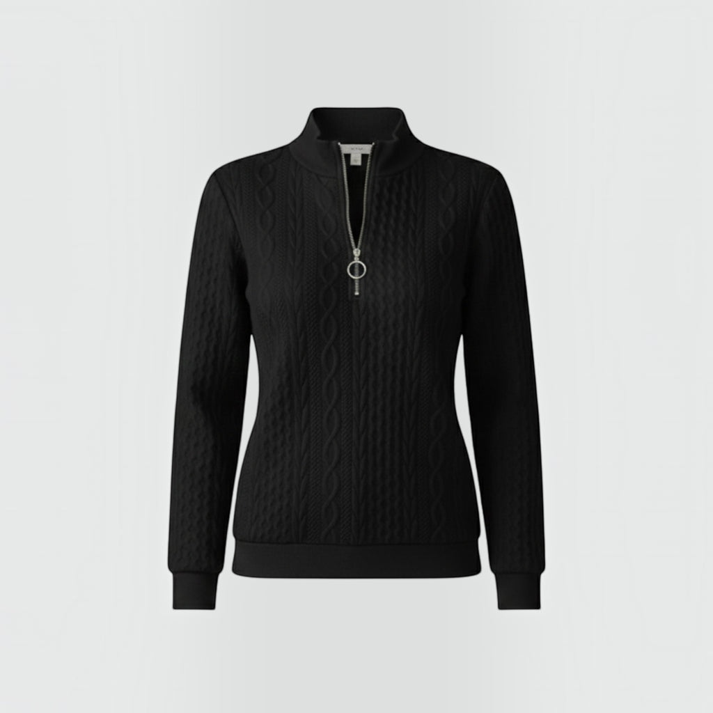 Ellmont London | Women's Quarter Zip Cable Knit Sweater for Everyday Wear