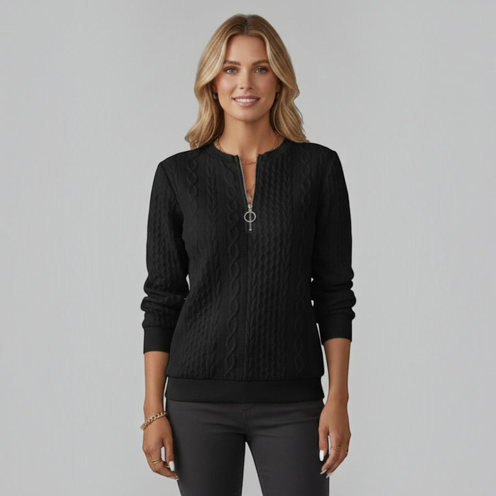 Ellmont London | Women's Quarter Zip Cable Knit Sweater for Everyday Wear